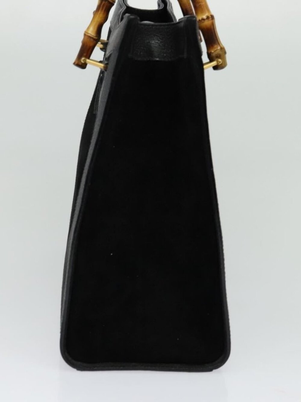 GUCCI Bamboo Hand Bag Suede Black Gold 002 1095 0260 Auth ep9070 - Picture 4 of 16